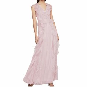 BCBG MaxAzria Lavender Lilac Ruffled Point maxi slip dress gown size 4